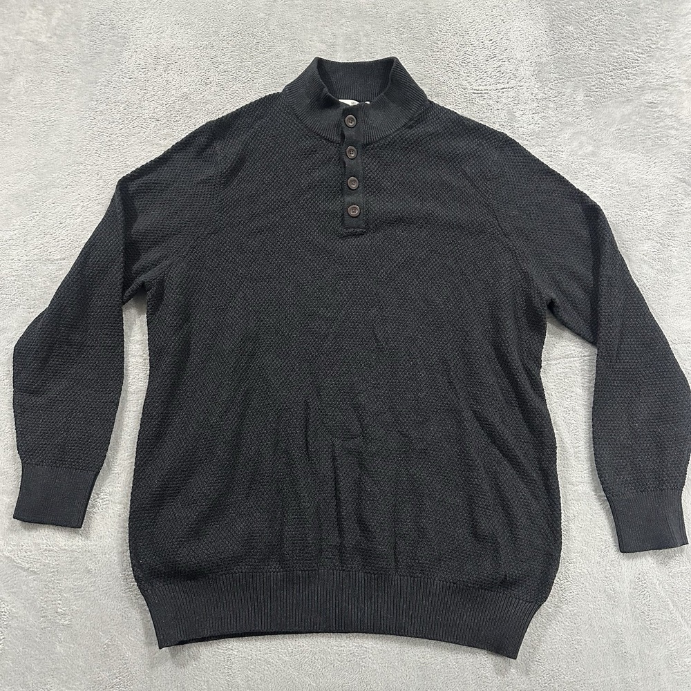 Oak Hill 1/4 Button Sweater Men 2XLT Gray Knit NWT Old money Dadcore
